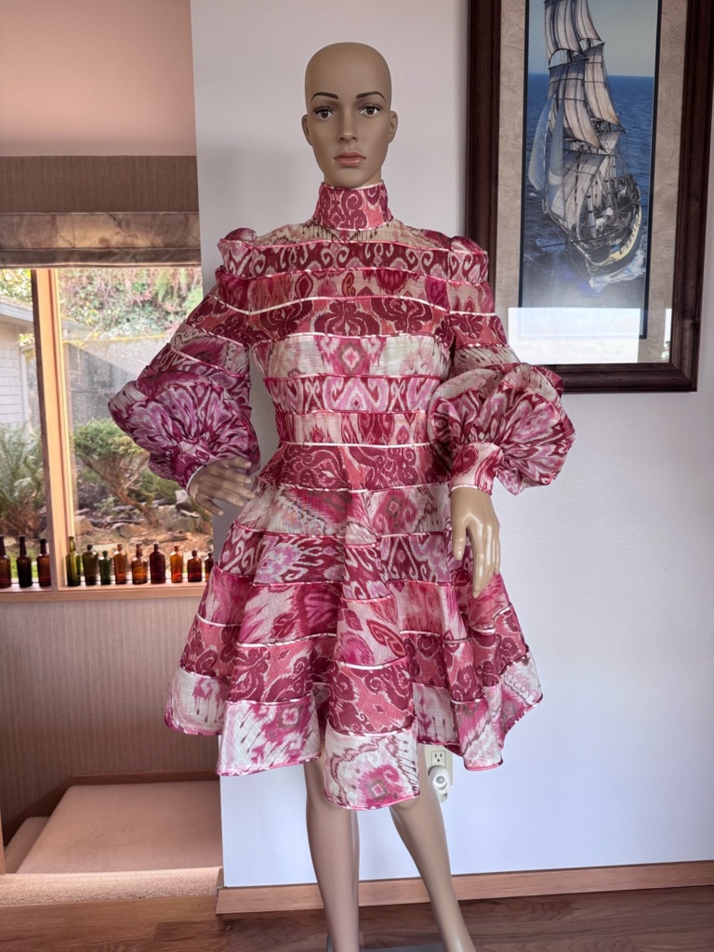 Zimmermann Wavelength Spliced Print Mini Dress Size AU 1 (US 4-6) Small. - Picture 2 of 16